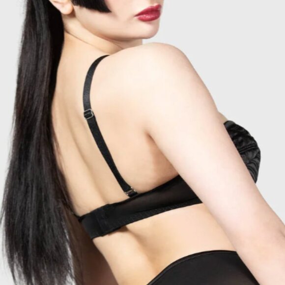 Killstar Spindle's Secrets Black Gothic Embossed Balcony Bra XXL NWT - Picture 5 of 5
